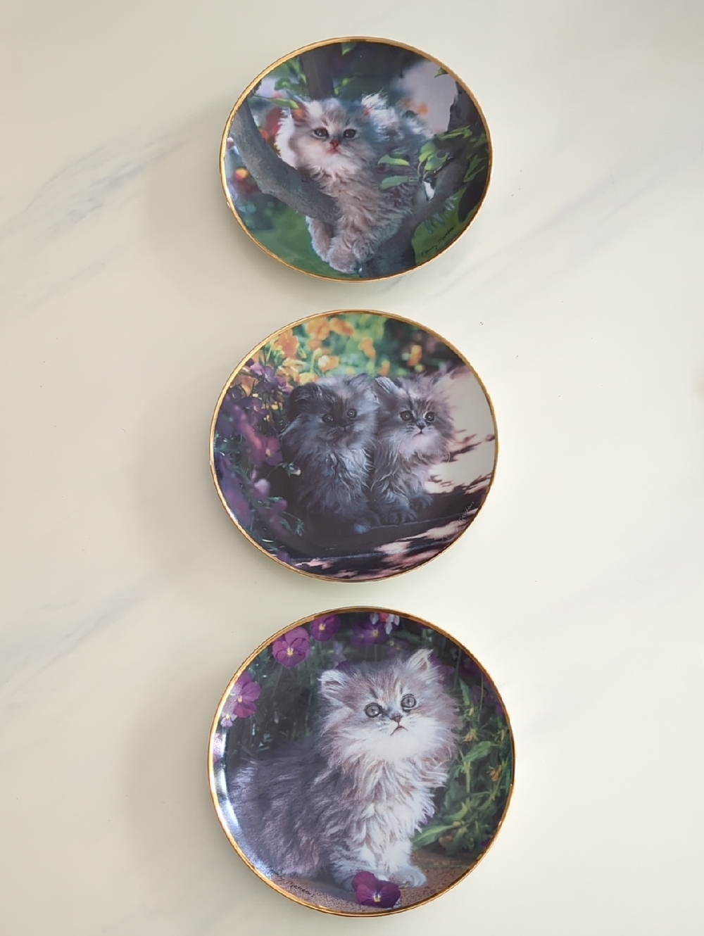 Franklin Mint Decorative Plates with Fluffy Kittens